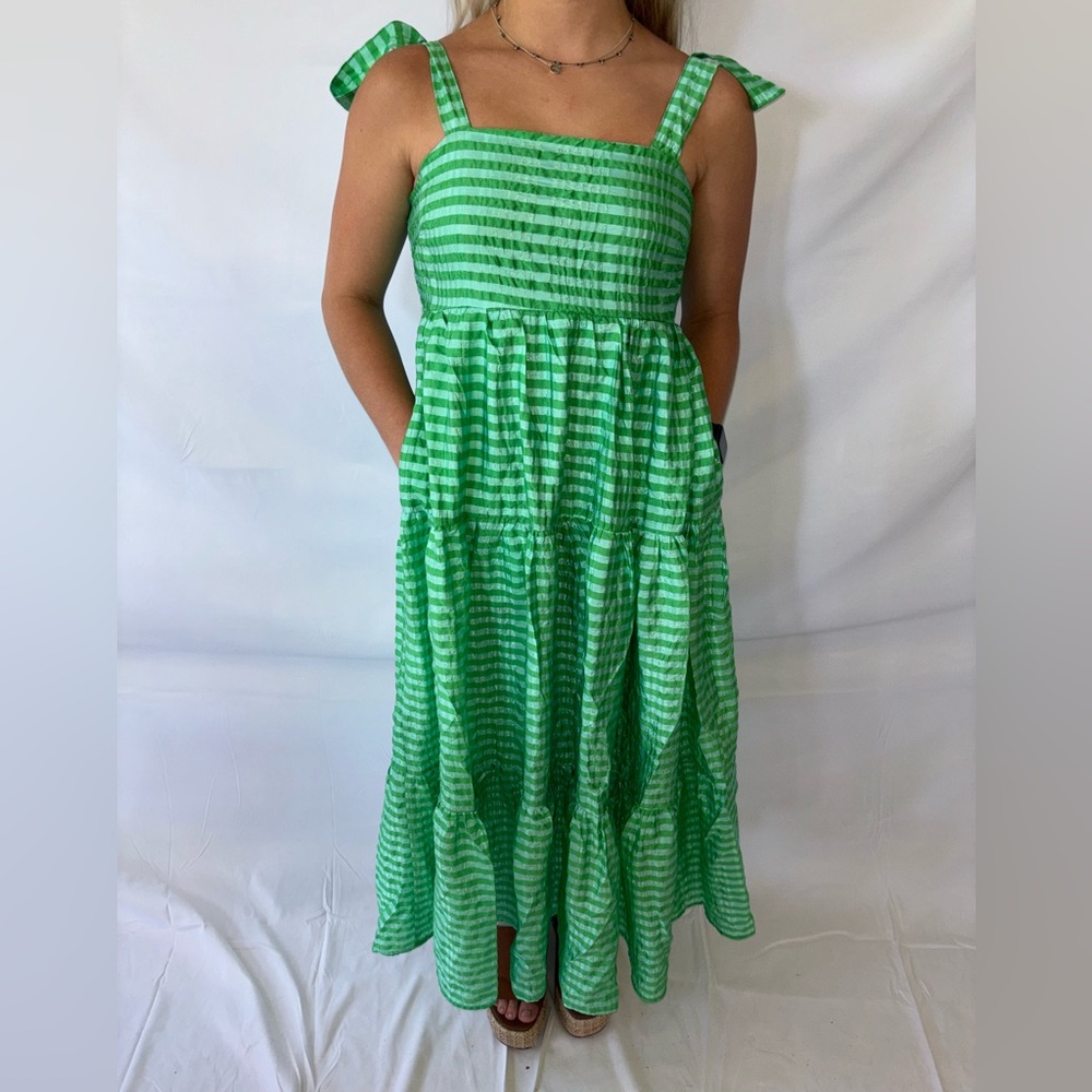Blue & Green Striped Maxi Dress - Picture 2 of 4